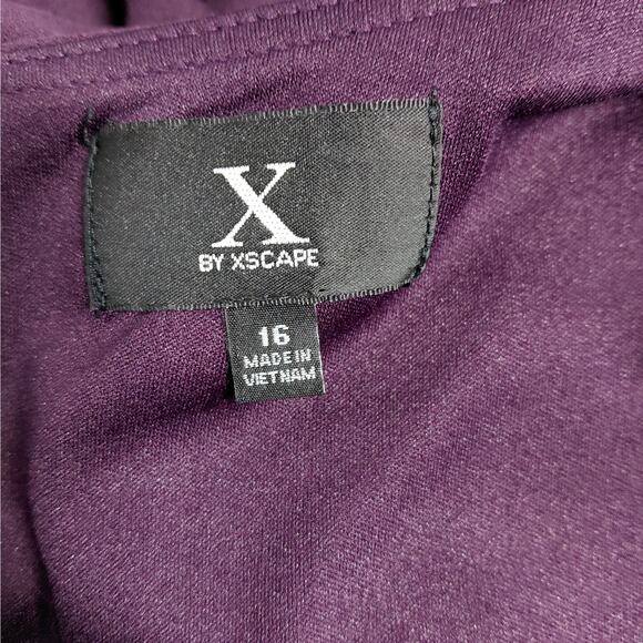 Xscape Formal Evening Gown Sz 16 Purple Wedding Cocktail Party Mother of Bride - Picture 9 of 12